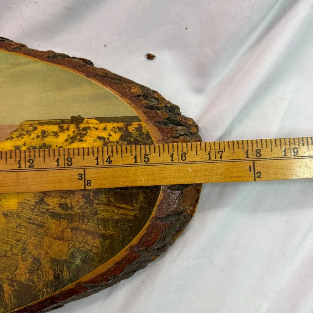 Vintage Grand Canyon Sunset Wood Slice Wall Plaque Rustic Bark Edge Souvenir USA